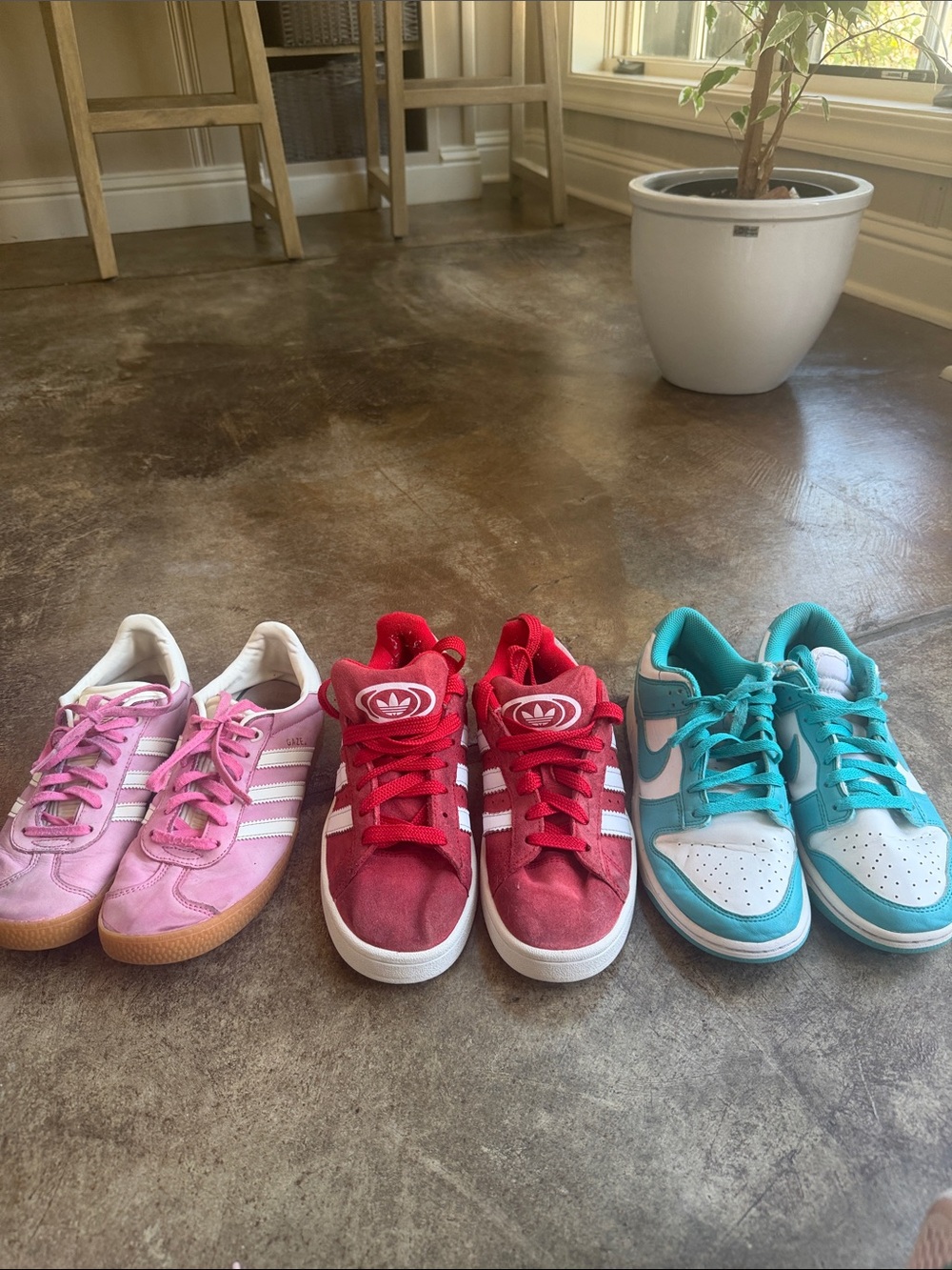 Lot of 3 Kids shoes Adidas & Nike Lace-Up Sneakers size 5